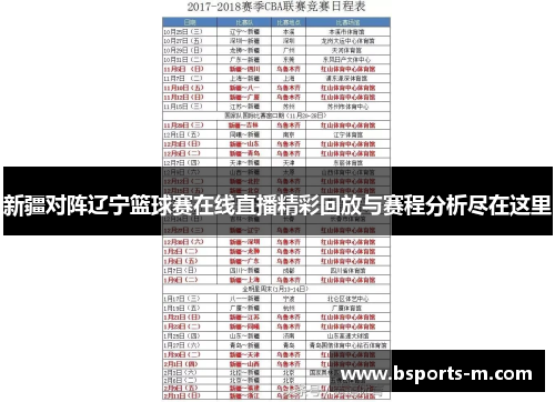 新疆对阵辽宁篮球赛在线直播精彩回放与赛程分析尽在这里